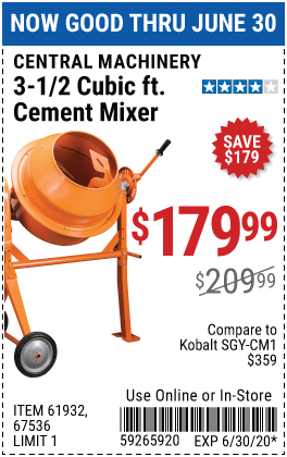 3-1/2 Cubic Ft. Cement Mixer