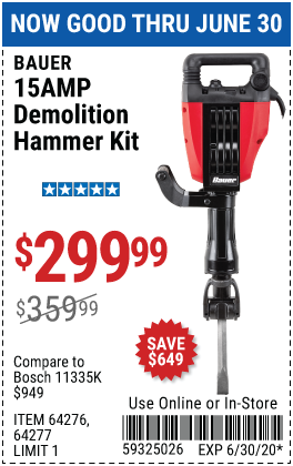 15 Amp 35 lb. Pro Demolition Hammer Kit