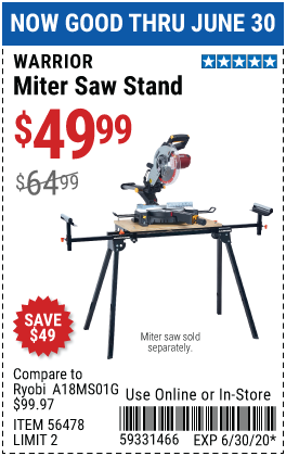 Universal Folding Miter Saw Stand for Saws Up to 10 In.