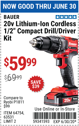 20V Hypermax™ Lithium-Ion Cordless 1/2 in. Drill/Driver Kit with 1.5 Ah Battery, Rapid Charger, and Bag