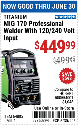 MIG 170 Professional Welder with 120/240 Volt Input