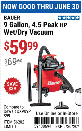 9 Gallon 4.5 Peak Horsepower Wet/Dry Vacuum