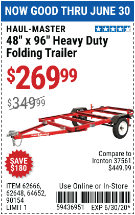 1195 lb. Capacity 48 in. x 96 in. Heavy Duty Folding Trailer