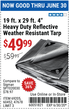 19 ft. x 29 ft. 4 in. Silver/Heavy Duty Reflective All Purpose/Weather Resistant Tarp