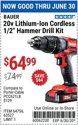 20V Hypermax™ Lithium-Ion Cordless 1/2 in. Hammer Drill Kit with 1.5 Ah Battery, Rapid Charger, and Bag