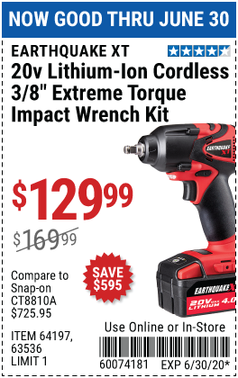 20V Max Lithium 3/8 In. Cordless Xtreme Torque Impact Wrench Kit