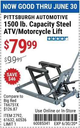 1500 lb. Capacity ATV/Motorcycle Lift