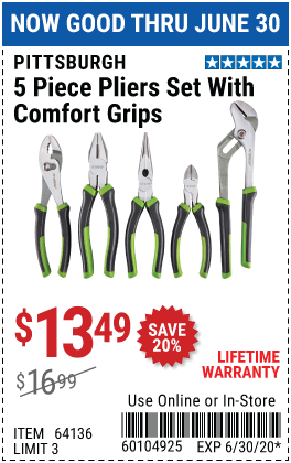 Pliers Set with Comfort Grips, 5 Pc.