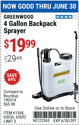 4 gallon Backpack Sprayer