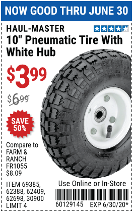 10 in. Pneumatic Tire with White Hub