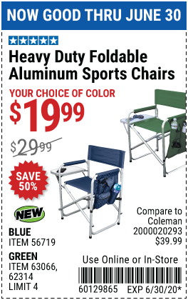 Foldable Aluminum Sports Chair - Blue