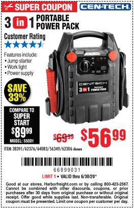 3-in-1 Power Pack with Jump Starter