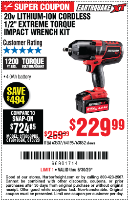 20V Max Lithium 1/2 in. Cordless Xtreme Torque Impact Wrench Kit