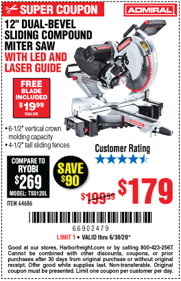 12 in. Dual-Bevel Sliding Compound Miter Saw with LED & Laser Guide