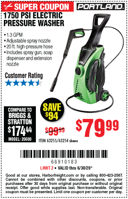 1750 PSI 1.3 GPM Corded Electric Pressure Washer