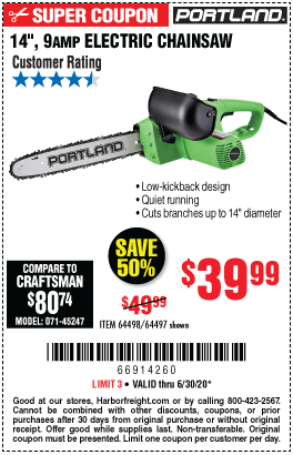 9 Amp 14 in. Corded Electric Chainsaw