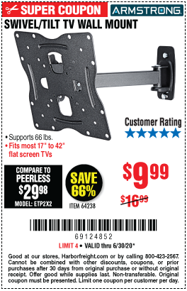 17 in. to 42 in. Swivel/Tilt TV Wall Mount - Small TV