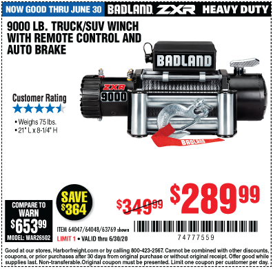 ZXR 9000 lb. Truck/SUV Winch with Remote Control and Automatic Brake