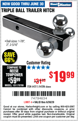 TRIPLE BALL TRAILER HITCH