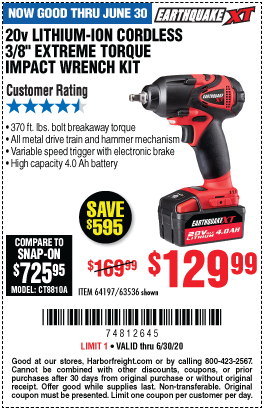 20V Max Lithium 3/8 In. Cordless Xtreme Torque Impact Wrench Kit