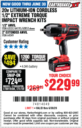 20V Max Lithium 1/2 in. Cordless Xtreme Torque Impact Wrench Kit