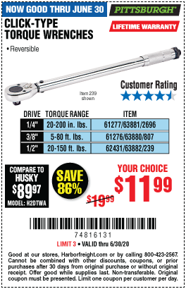 3/8 in. Drive Click Type Torque Wrench