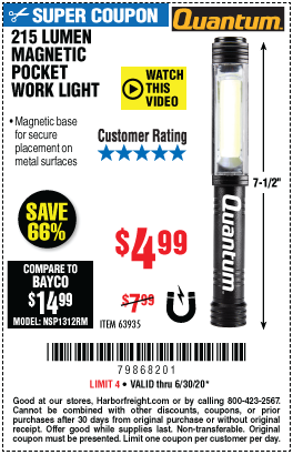 215 Lumen Magnetic Pocket Work Light