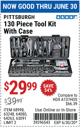 Tool Kit with Case, 130 Pc.