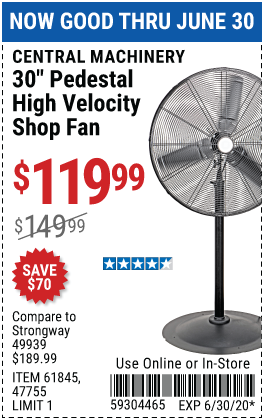 30 in. Pedestal High Velocity Shop Fan