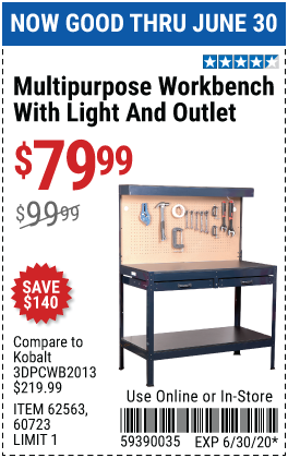 48 In. Workbench with Light