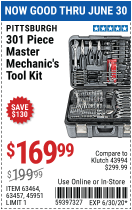 Mechanic's Tool Set 301 Pc.