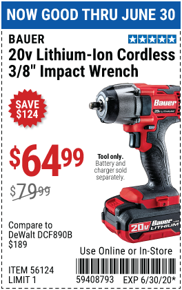 20V Hypermax™ Lithium-Ion Cordless 3/8 in. Compact Impact Wrench - Tool Only