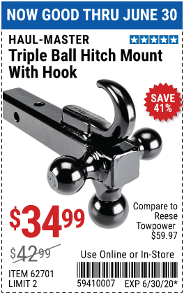 Triple Ball Trailer Hitch Mount with Hook