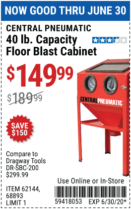 40 Lb. Capacity Floor Blast Cabinet