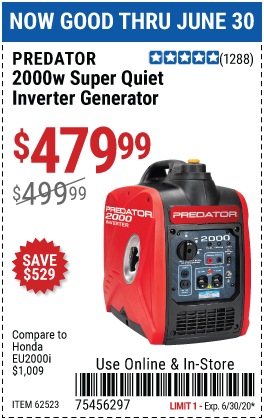 2000 Watt Super Quiet Inverter Generator