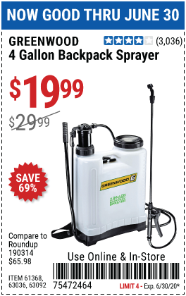 4 gallon Backpack Sprayer