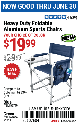 Foldable Aluminum Sports Chair - Blue