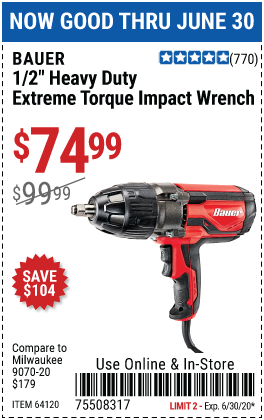 8.5 Amp Corded 1/2 in. Heavy Duty Extreme Torque Impact Wrench