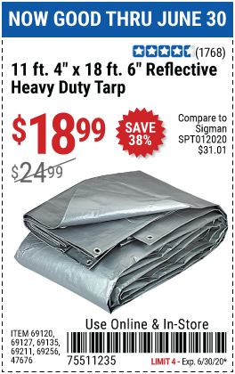 11 ft. 4 in. x 18 ft. 6 in. Silver/Heavy Duty Reflective All Purpose/Weather Resistant Tarp