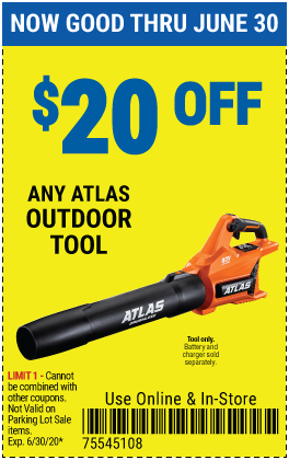 $20 off any Atlas Outdoor Bare Tool