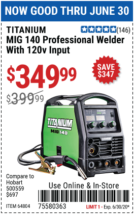 MIG 140 Professional Welder with 120 Volt Input