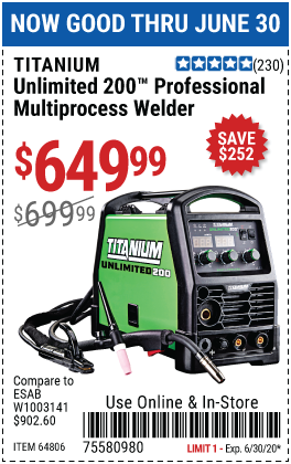 Unlimited 200™ Professional Multiprocess Welder with 120/240 Volt Input