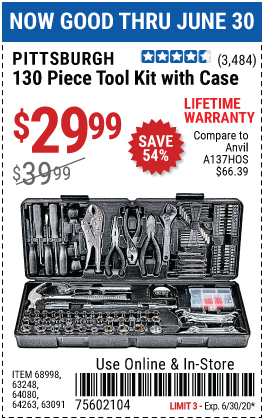 Tool Kit with Case, 130 Pc.