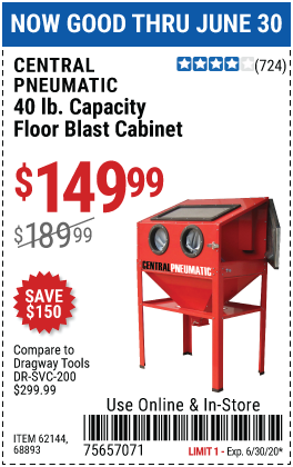 40 Lb. Capacity Floor Blast Cabinet