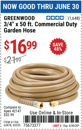 3/4 in. x 50 ft. Commercial Duty Garden Hose