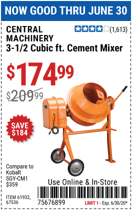 3-1/2 Cubic Ft. Cement Mixer