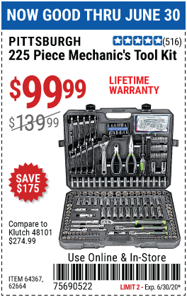 Mechanic's Tool Kit 225 Pc.