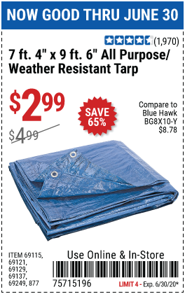 7 ft. 4 in. x 9 ft. 6 in. Blue All Purpose/Weather Resistant Tarp