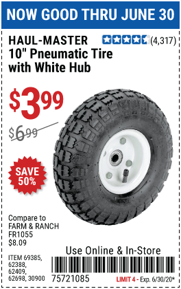 10 in. Pneumatic Tire with White Hub