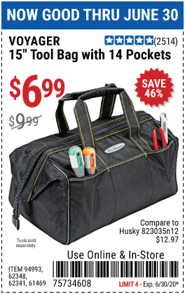 15 in. Tool Bag with 14 Pockets